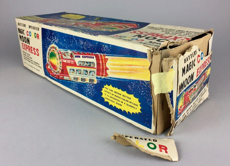 TPS 'MAGIC COLOR MOON EXPRESS' VINTAGE JAPANESE BATTERY OPERATED ROCKET TRAIN BUS TOY