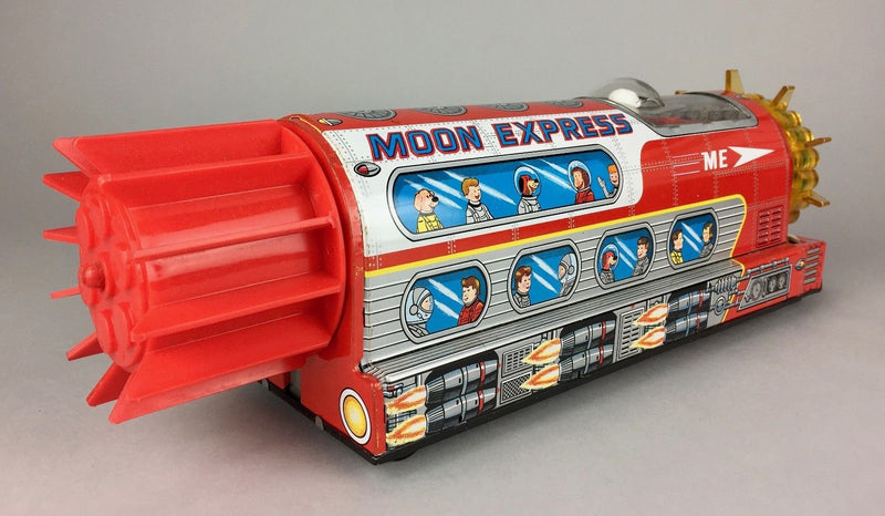 TPS 'MAGIC COLOR MOON EXPRESS' VINTAGE JAPANESE BATTERY OPERATED ROCKET TRAIN BUS TOY