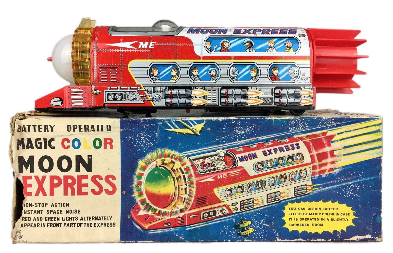 Tps -Magic Color Moon Express- Vintage Japanese Battery Operated Rocket ...