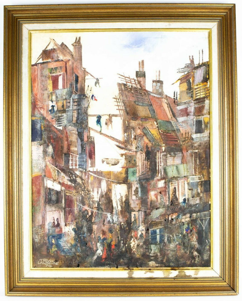 TREVOR LAWRENCE (BRITISH, 1944-2012), 1974 URBAN CITYSCAPE, OIL ON CANVAS, SIGNED