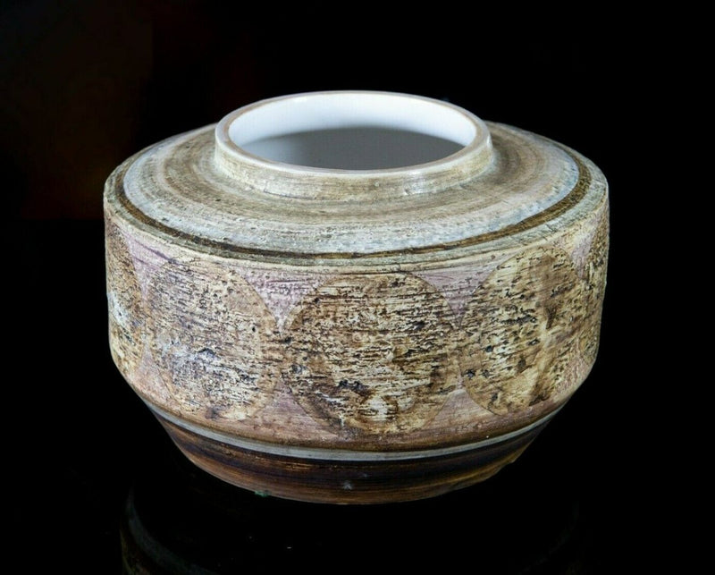 TROIKA, ST IVES - STUDIO POTTERY ROUND DRUM CIRCLE SQUAT VASE/BOWL