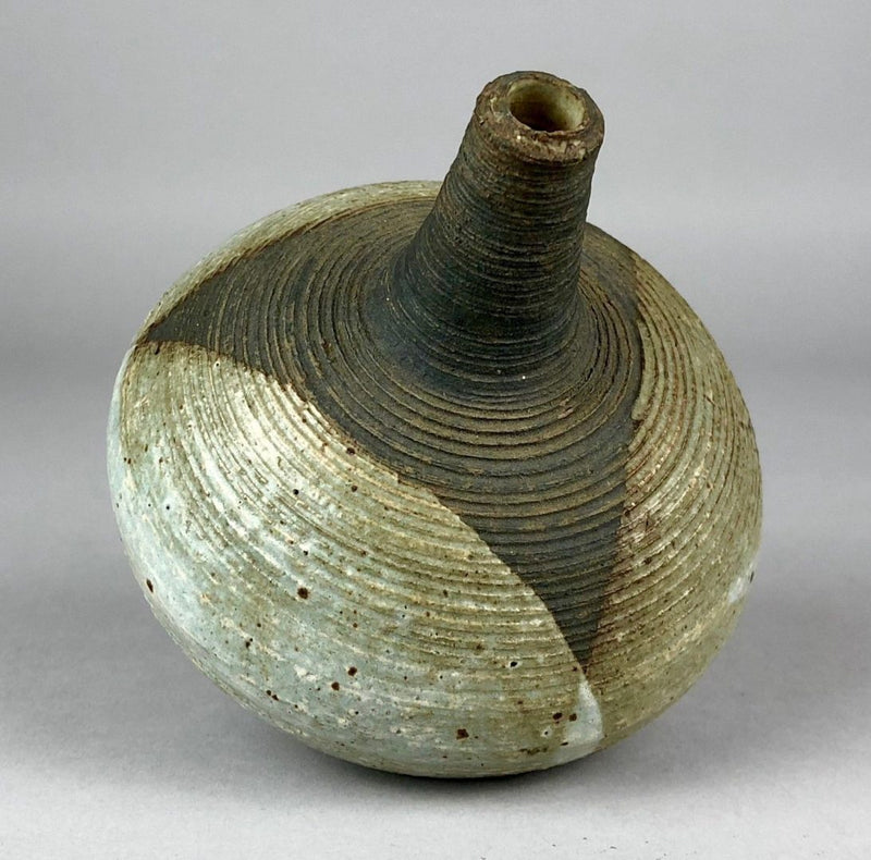 VICTOR PRIEM - STUDIO STONEWARE POTTERY OVOID FOOTED VASE '70