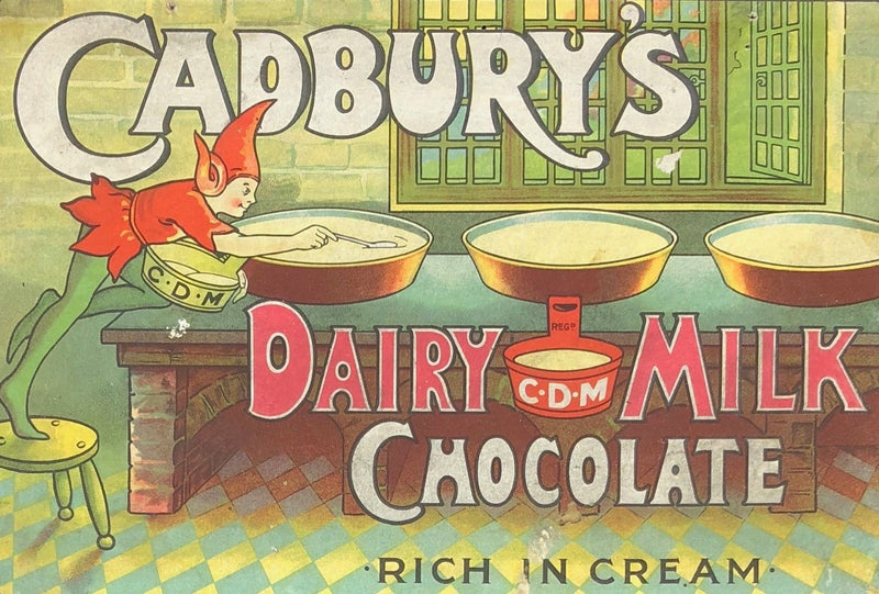 VINTAGE 'CADBURYS DAIRY MILK CHOCOLATE' SHOP DISPLAY ADVERTISEMENT POSTER