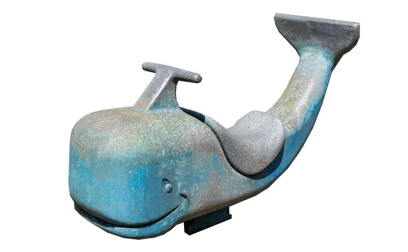 VINTAGE FRENCH CAST ALUMINIUM WHALE DOLPHIN SIT ON FUN FAIR PLAYGROUND RIDE TOY