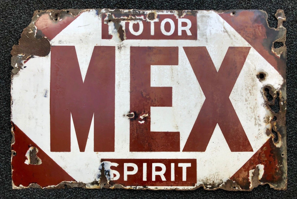 VINTAGE -MEX MOTOR SPIRIT- SHOP SHOWROOM SHELL GARAGE ENAMEL ADVERTISING SIGN