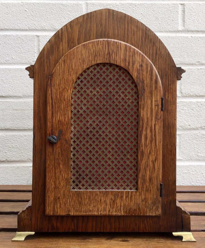 WINTERHALDER & HOFMEIER (W&H) OAK TING TANG STRIKING BRACKET MANTEL CLOCK