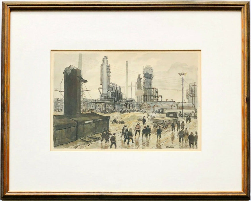 WILLIAM AUGUSTUS SILLINCE (1906-1974) -INDUSTRIAL JOURNEY- PUNCH MAGAZINE WATERCOLOUR, SIGNED