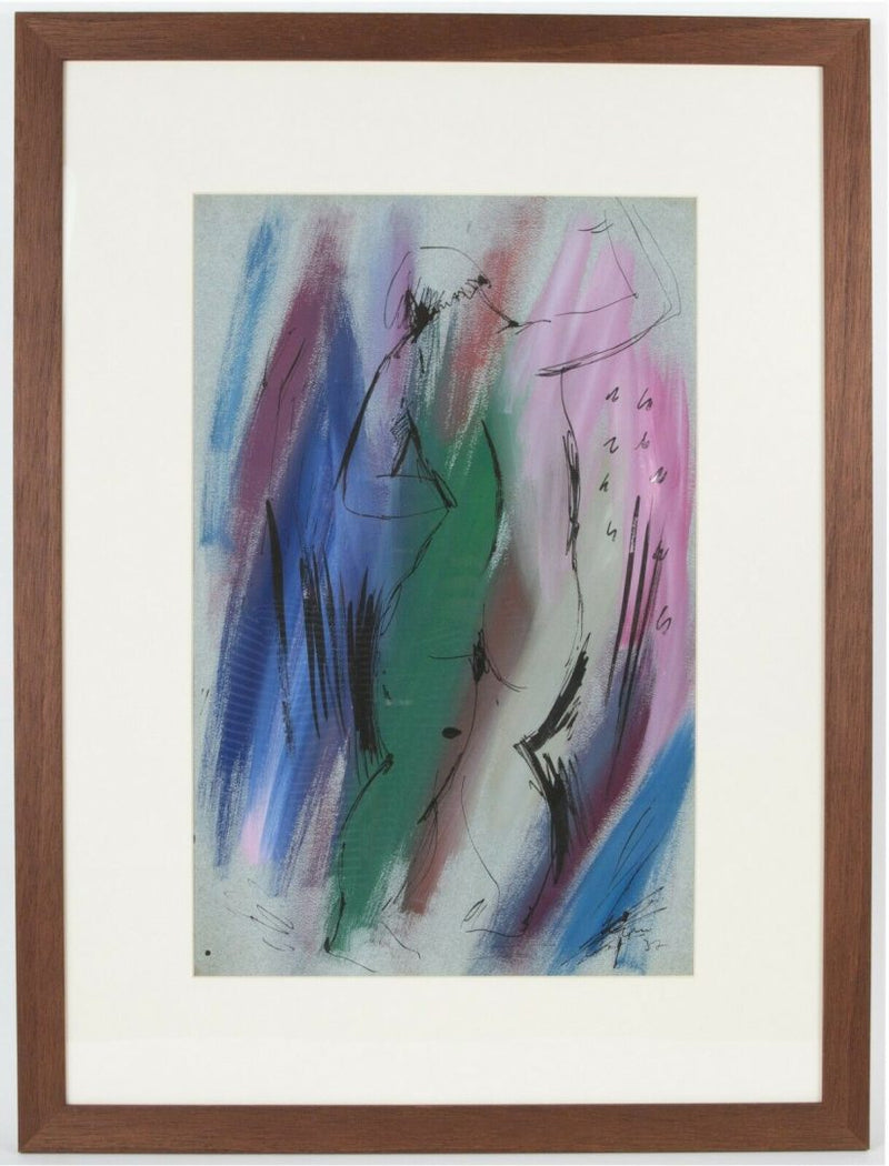 WILLIAM GEAR (SCOTTISH, 1915-1997) -FEMALE NUDE- INK GOUACHE STUDY 1937, SIGNED