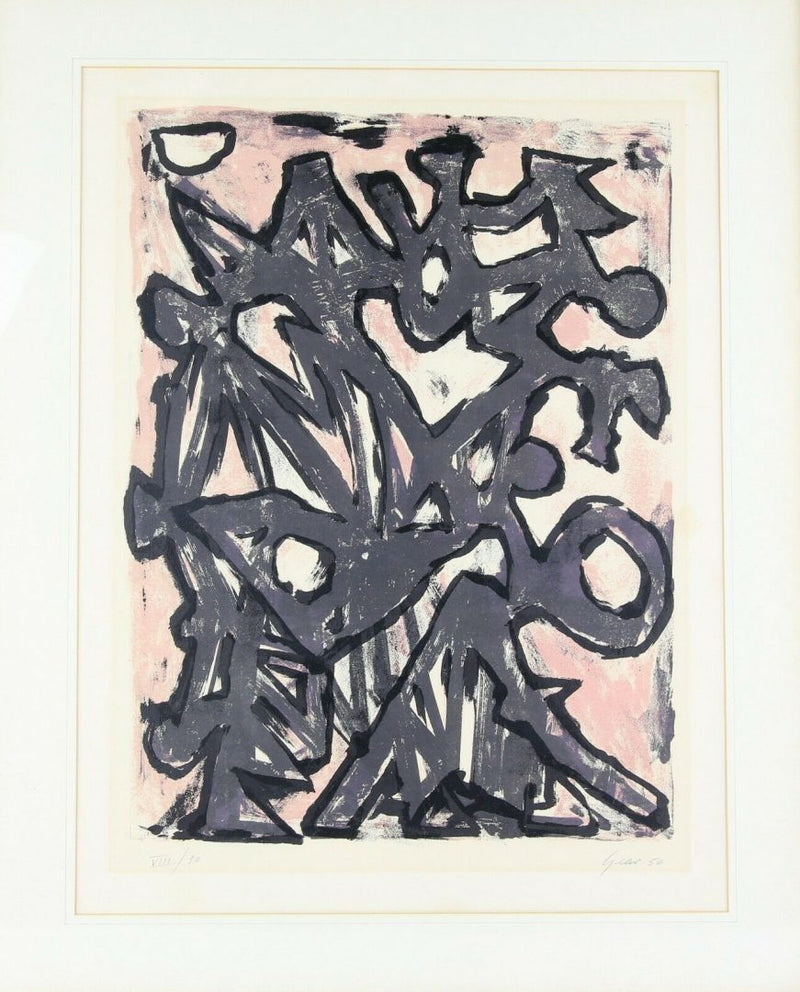WILLIAM GEAR (SCOTTISH, 1915-1997) LIMITED EDITION ABSTRACT PRINT 1950, SIGNED