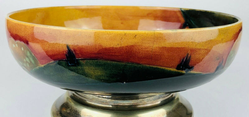 WILLIAM MOORCROFT POTTERY -EVENTIDE- LARGE FOOTED PEDESTAL FRUIT BOWL DISH
