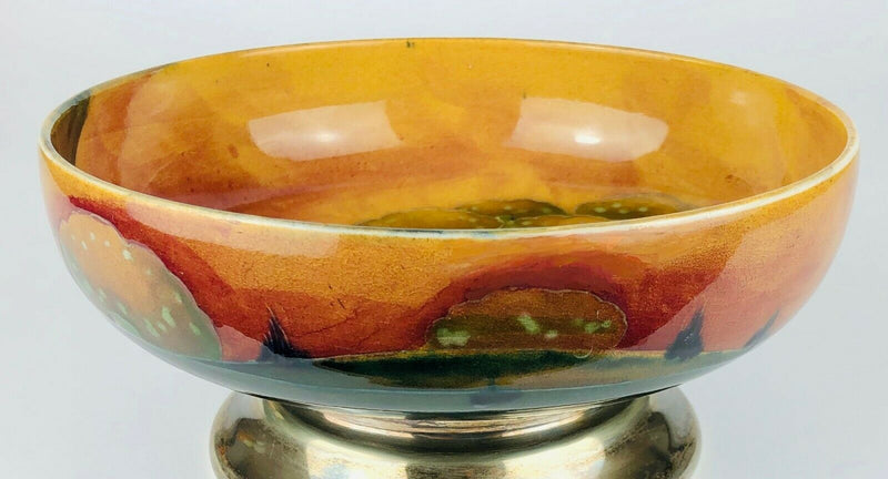 WILLIAM MOORCROFT POTTERY -EVENTIDE- LARGE FOOTED PEDESTAL FRUIT BOWL DISH