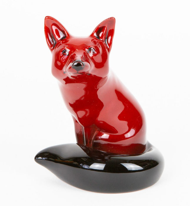 ROYAL DOULTON -SEATED FOX- FLAMBE OX-BLOOD ANIMAL DOG FIGURE MODEL