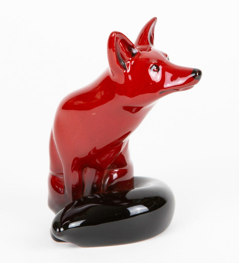 ROYAL DOULTON -SEATED FOX- FLAMBE OX-BLOOD ANIMAL DOG FIGURE MODEL