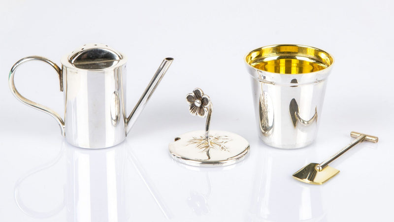 TIFFANY & Co. STERLING SILVER WATERING CAN JUG & FLOWER POT SUGAR BOWL MODELS