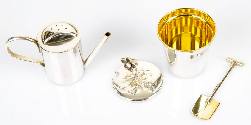 TIFFANY & Co. STERLING SILVER WATERING CAN JUG & FLOWER POT SUGAR BOWL MODELS