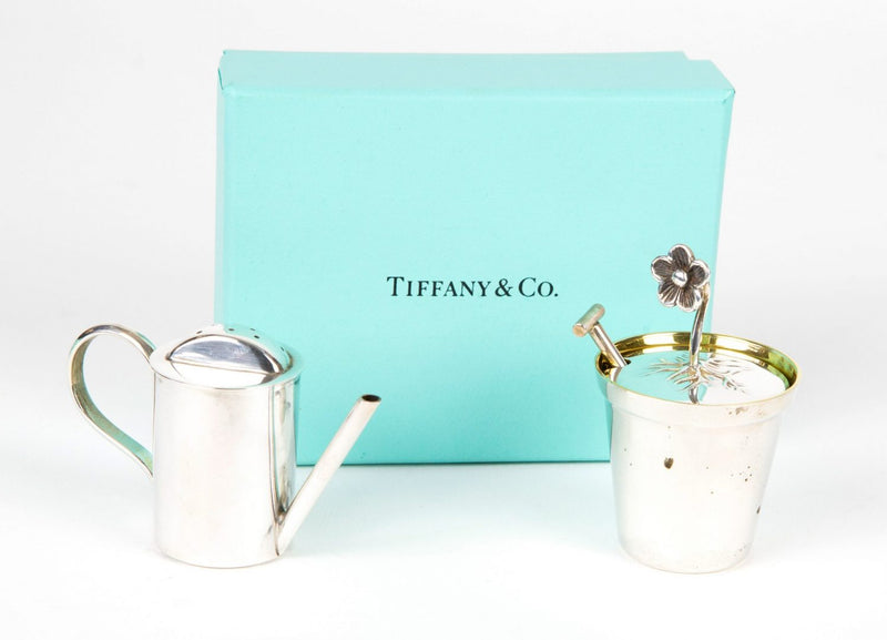 TIFFANY & Co. STERLING SILVER WATERING CAN JUG & FLOWER POT SUGAR BOWL MODELS