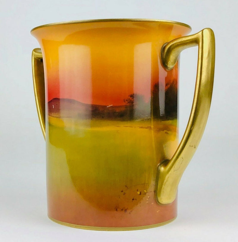 ROYAL DOULTON PLOUGHING HORSE SUNSET SCENE TWIN-HANDLED VASE