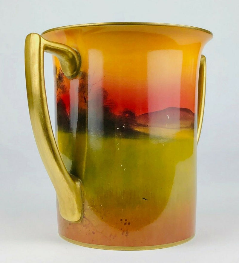 ROYAL DOULTON PLOUGHING HORSE SUNSET SCENE TWIN-HANDLED VASE