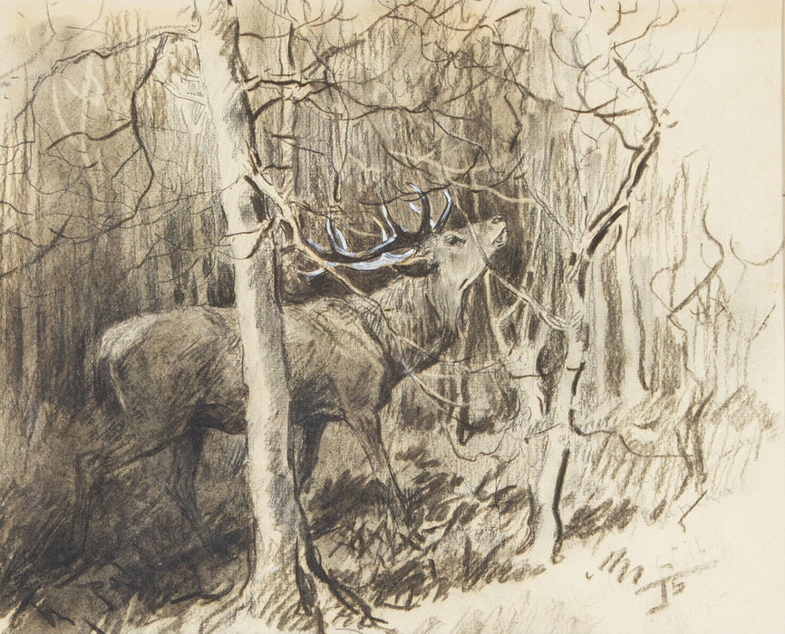 LIONEL EDWARDS, 'SILENCE IS GOLDEN', STAG DEER BRANCHES, SIGNED