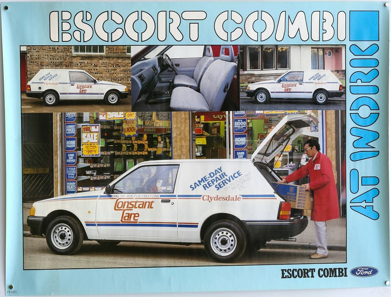 FORD ESCORT COMBI VAN - ORIGINAL DEALER SHOWROOM CAR ADVERTISING POSTER FB1373 1