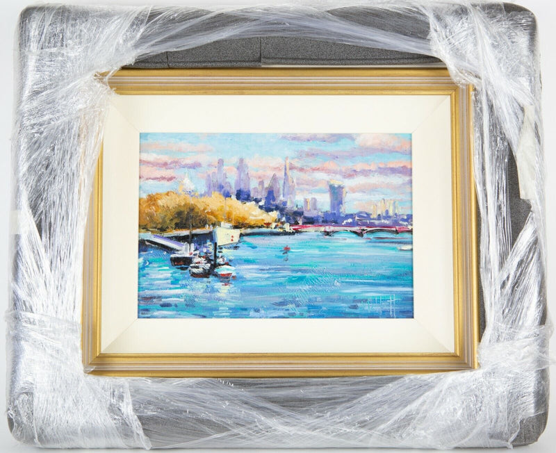 TIMMY MALLETT 'WATERLOO, LONDON' THAMES STUDY, OIL ON BOARD, SIGNED