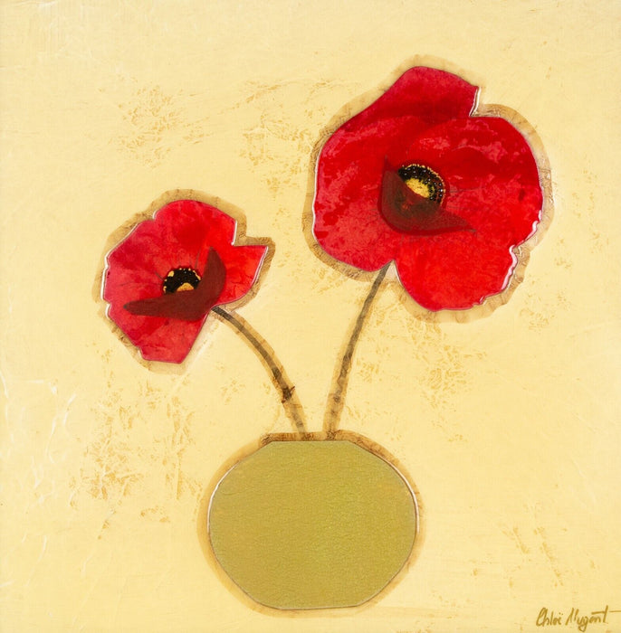 CHLOE NUGENT, TWO POPPIES, FLOWER STUDY, ORIGINAL PAINTING, SIGNED