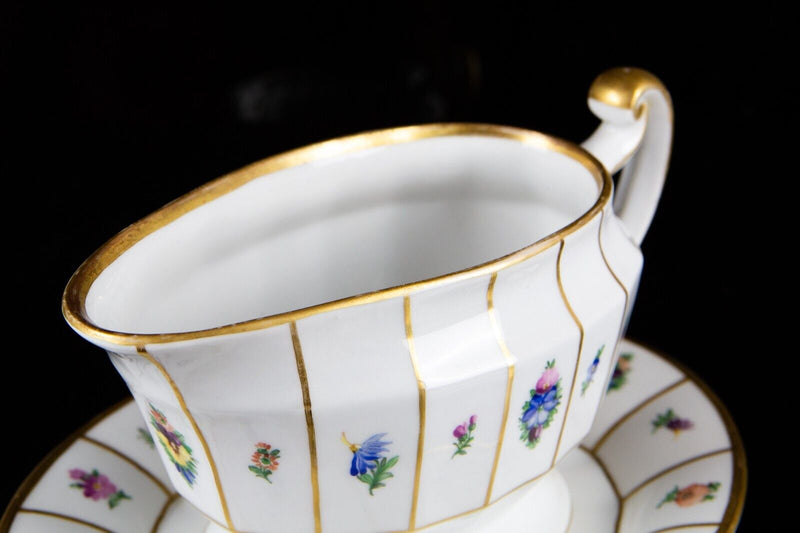 ROYAL COPENHAGEN 'HENRIETTE' PAINTED FLORAL GILT PORCELAIN SAUCE GRAVY BOAT 8534