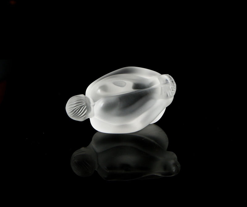 LALIQUE FRANCE 'FEUILLE PLIEE' FROSTED GLASS FEMALE NUDE FIGURE MODEL, BOXED
