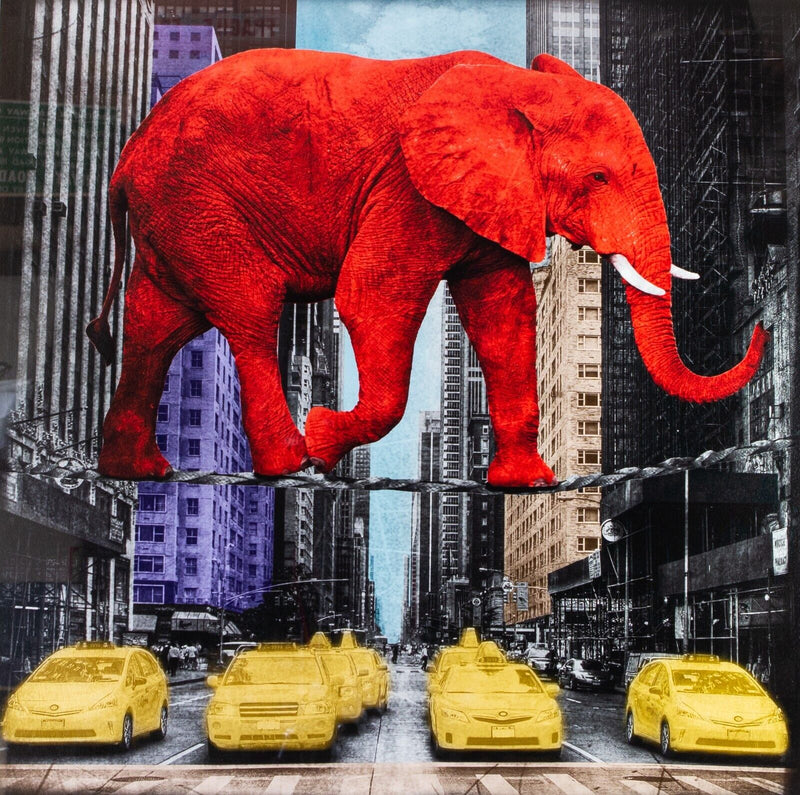 LARS TUNEBO 'CROSSING 5th AVENUE' ELEPHANT NEW YORK, LIMITED EDITION PRINT & C.O.A.