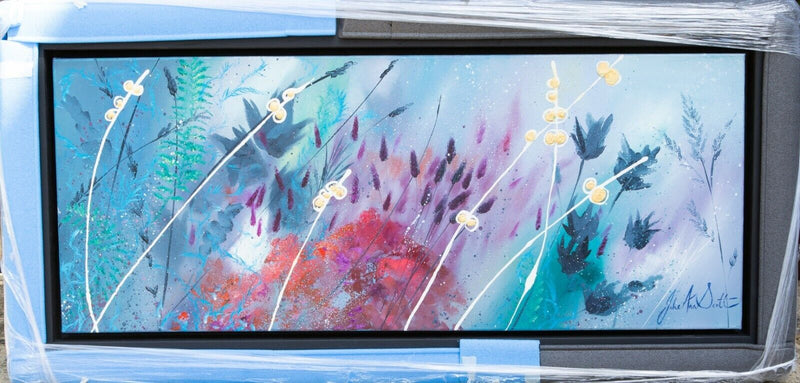 § JULIE ANN SCOTT 'HOME SPUN JOY II' ORIGINAL BOX CANVAS PAINTING, SIGNED