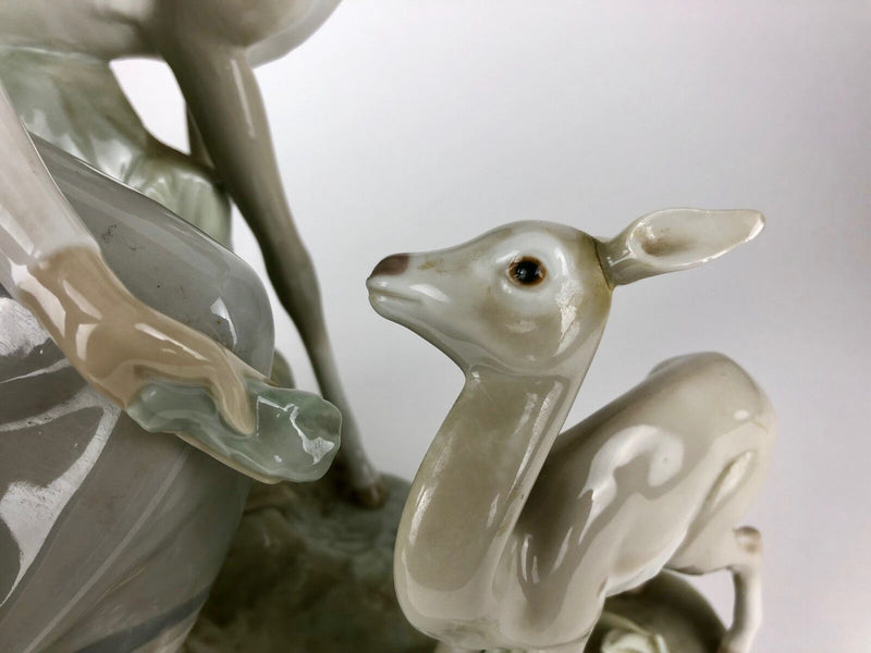 LARGE LLADRO 'GIRL WITH GAZELLE' FIGURE 1091 LADY CHILD WOMAN DRESS DEER FAWN