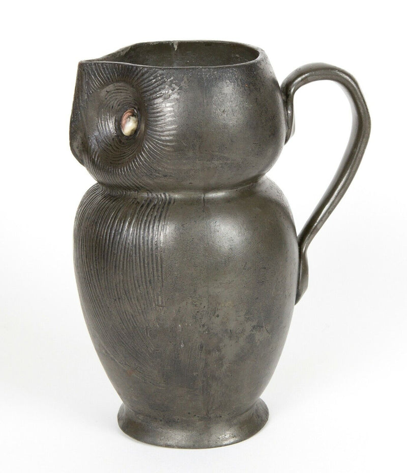 LIBERTY & Co. - TUDRIC PEWTER OWL BIRD JUG PITCHER WITH SHELL EYES No. 035