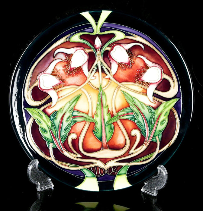 MOORCROFT POTTERY 'SWAN ORCHID' 2004 LIMITED EDITION FLORAL FLOWER PLATE CHARGER