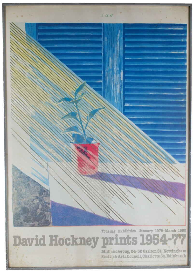 DAVID HOCKNEY PRINTS 1954-77, 'SUN', ORIGINAL 1979 TOUR EXHIBITION POSTER PRINT