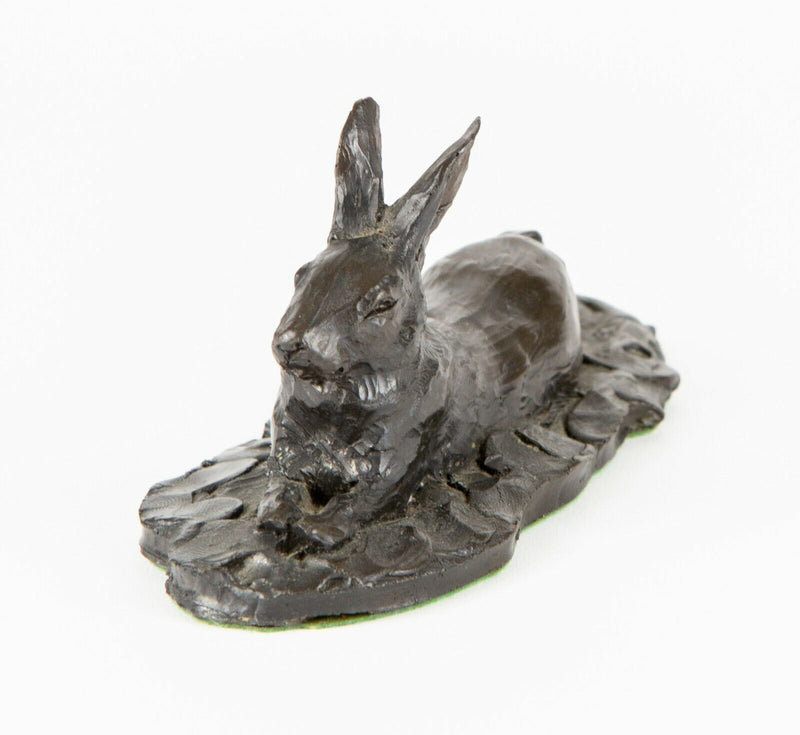 JON & LYNN BICKLEY - RECUMBENT HARE RABBIT BRONZE CAST RESIN FIGURE SCULPTURE