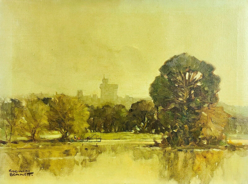 GODWIN BENNETT 'THAMES AT WINDSOR' OIL ON CANVAS, SIGNED