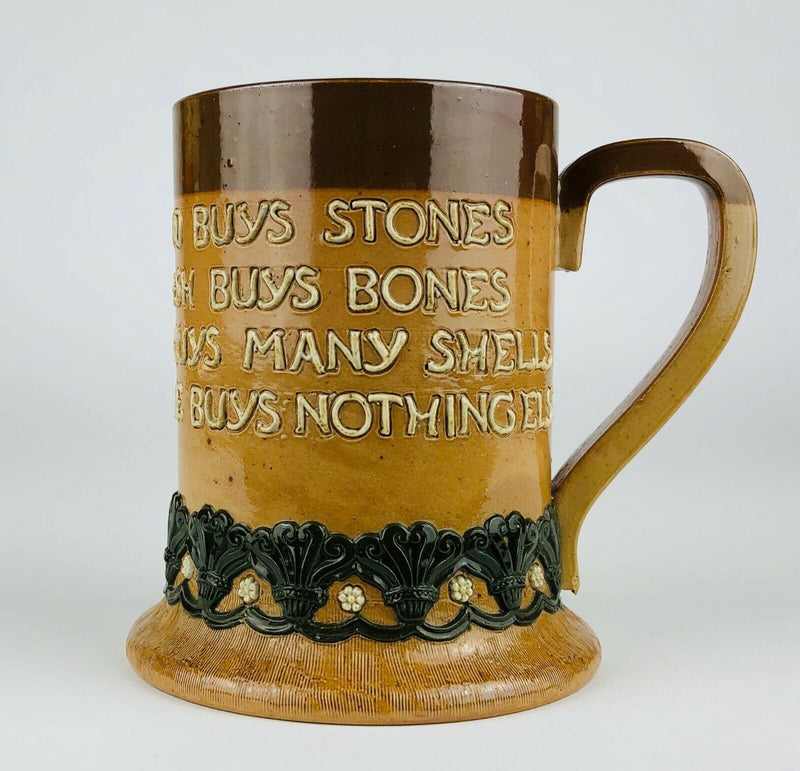 DOULTON LAMBETH 'HE THAT BUYS GOOD ALE BUYS NOTHING ELSE' STONEWARE MOTTO MUG
