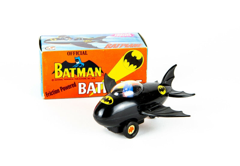 BATMAN - OFFICIAL 1976 HONG KONG FRICTION POWERED BATPLANE MODEL TOY, BOXED