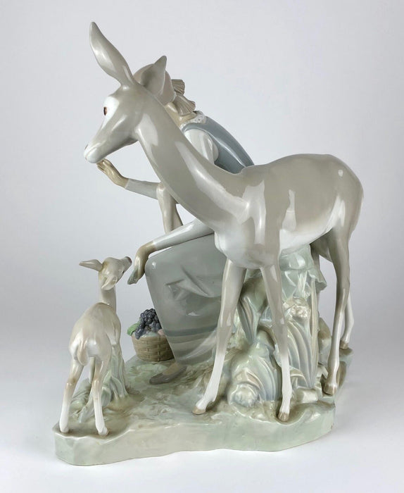 LARGE LLADRO 'GIRL WITH GAZELLE' FIGURE 1091 LADY CHILD WOMAN DRESS DEER FAWN