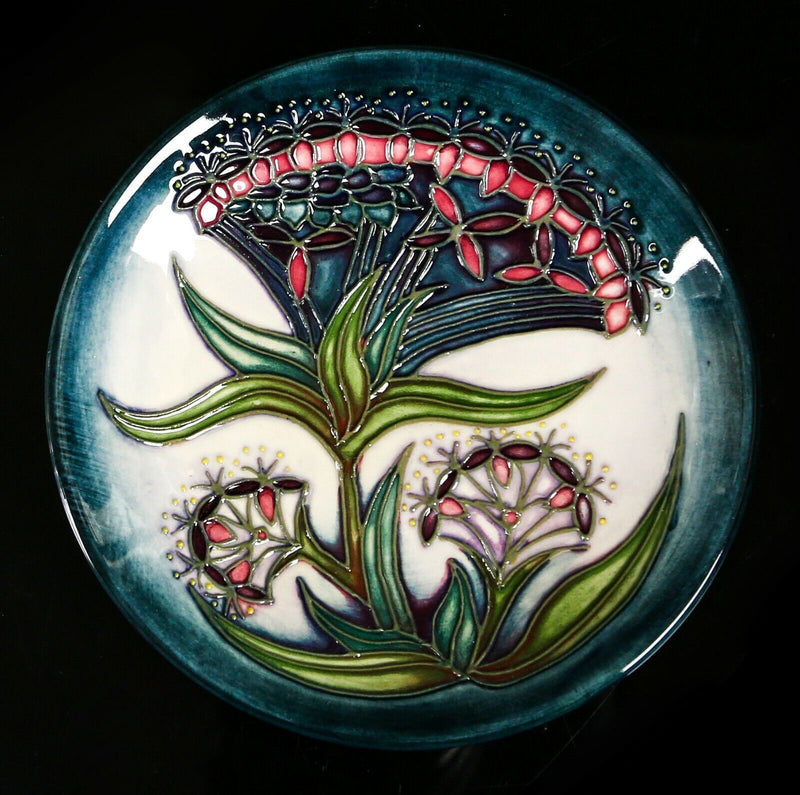MOORCROFT POTTERY 'GYPSY' RACHEL BISHOP FLORAL FLOWER PIN DISH PLATE, 12cm