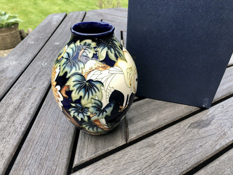 MOORCROFT POTTERY 'BARN OWL IN FLIGHT' 2008 KERRY GOODWIN NIGHT SKY VASE, BOXED