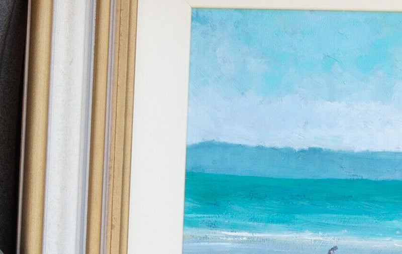 TIMMY MALLETT 'BEACH TO OURSELVES I' LARGE COASTAL STUDY, OIL ON BOARD