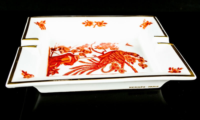 HERMES, PARIS - CHINESE/ASIAN STYLE LARGE RECTANGULAR PORCELAIN ASHTRAY PIN DISH