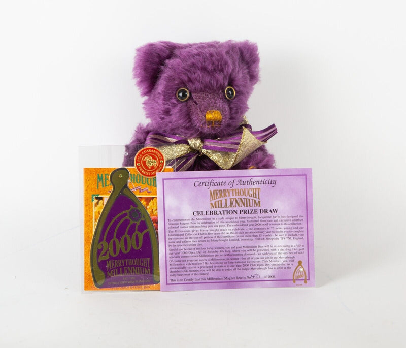 MERRYTHOUGHT 'MILLENNIUM MAGNET BEAR' 2000 SPECIAL EDITION HARRODS 471/2000, BOX