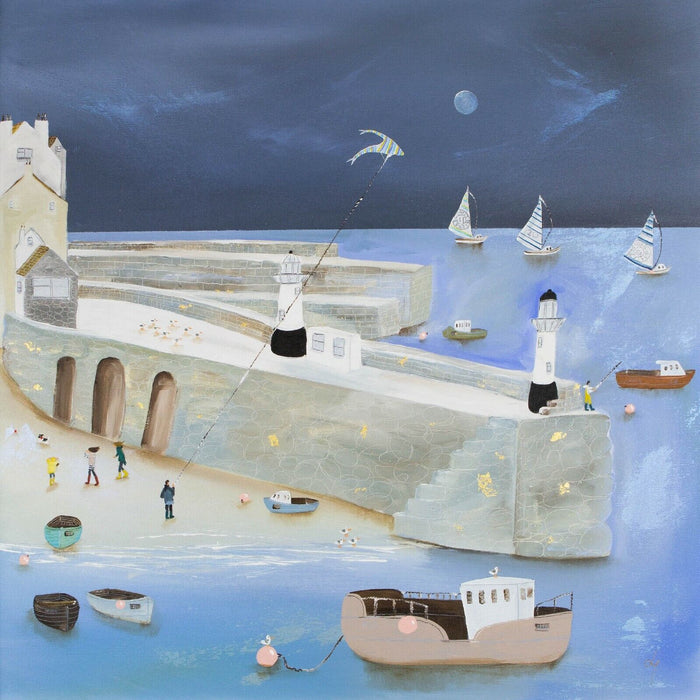 LUCY YOUNG 'HOWLING AT THE MOON' ST IVES, LARGE OIL ON CANVAS, SIGNED