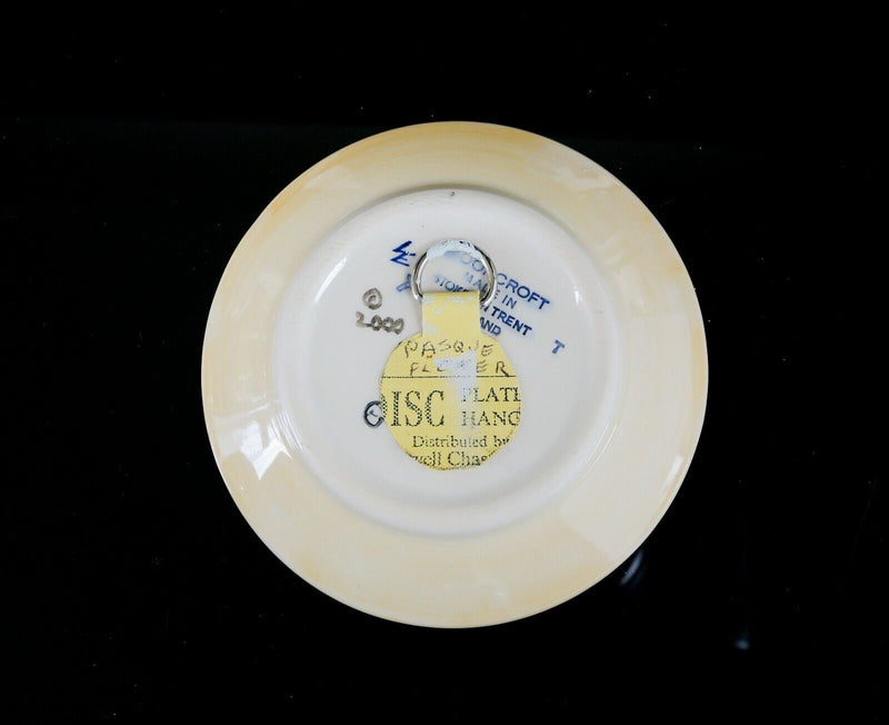 MOORCROFT POTTERY 'PASQUE FLOWER' 2000 PHILIP GIBSON FLOWER PIN DISH PLATE, 12cm