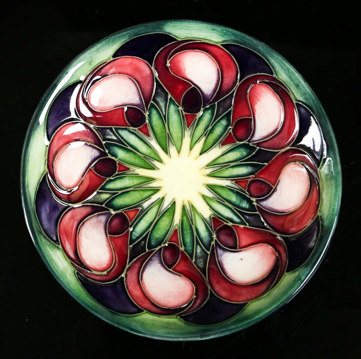 MOORCROFT POTTERY 'APRIL TULIP' EMMA BOSSONS FLORAL FLOWER PIN DISH PLATE, 12cm