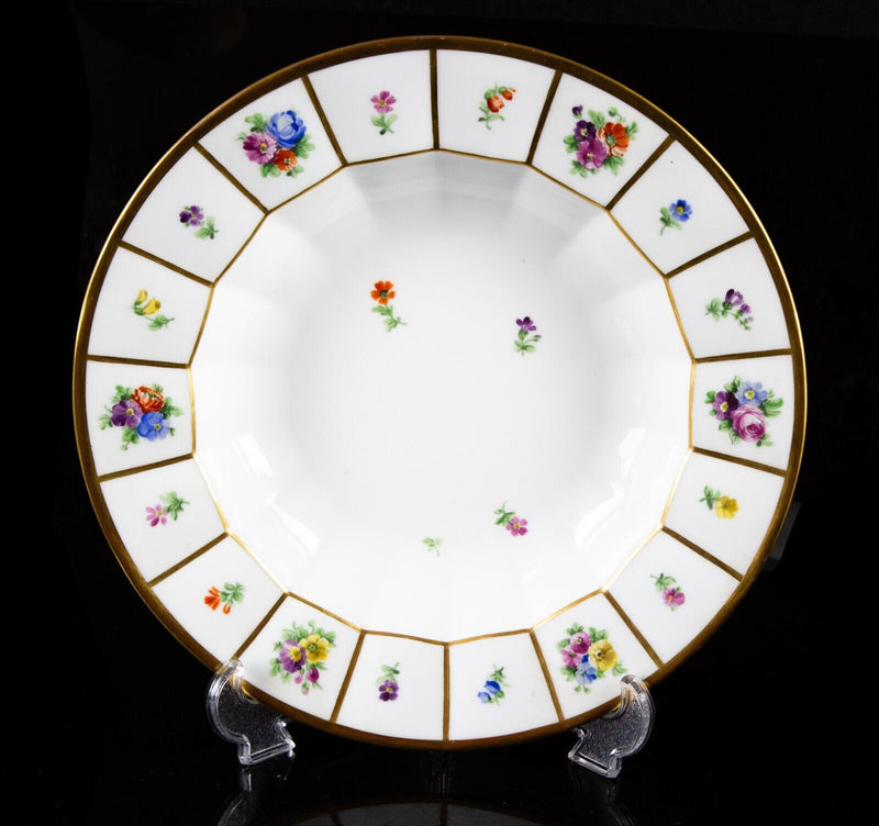 ROYAL COPENHAGEN 'HENRIETTE' PAINTED FLORAL GILT PORCELAIN SOUP BOWL DISH 8546