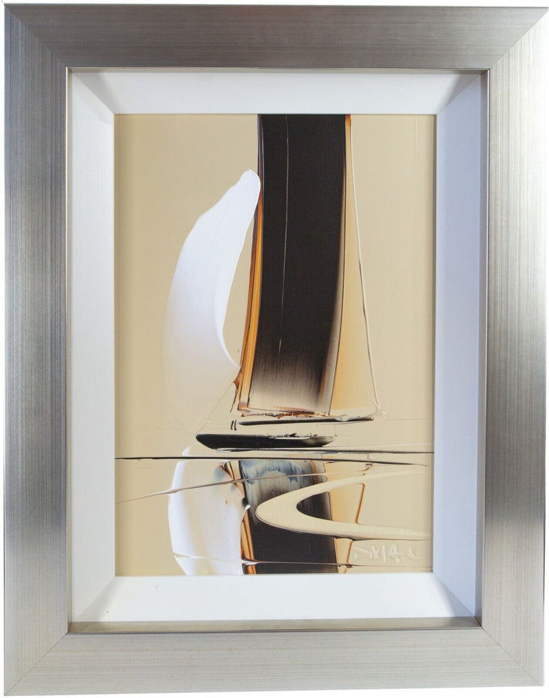 DUNCAN MACGREGOR 'MOORING' SAILING BOAT YACHT SEASCAPE, ACRYLIC PAINTING SIGNED
