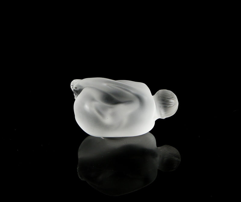 LALIQUE FRANCE 'FEUILLE PLIEE' FROSTED GLASS FEMALE NUDE FIGURE MODEL, BOXED